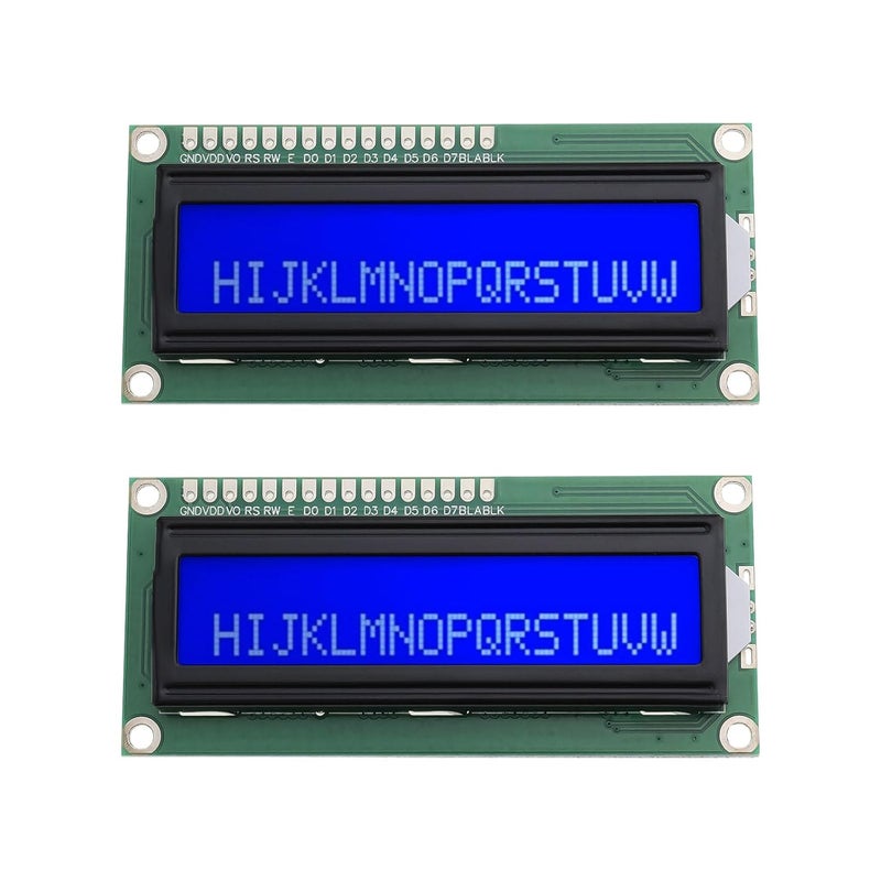 ECSiNG وحدة عرض LCD 1602 2PCS 16x2 تسلسلي خلفية زرقاء مع نص أبيض لوحة عرض DC 5V 80x36mm متوافقة مع A-rduino Raspberry Pi - Image 1